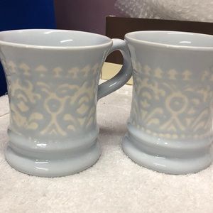 Bizzari Anthropologie Blue & White Coffee Mugs-Set